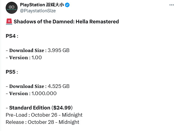 《暗影詛咒：復刻版》PS版容量大小曝光：不到5GB！