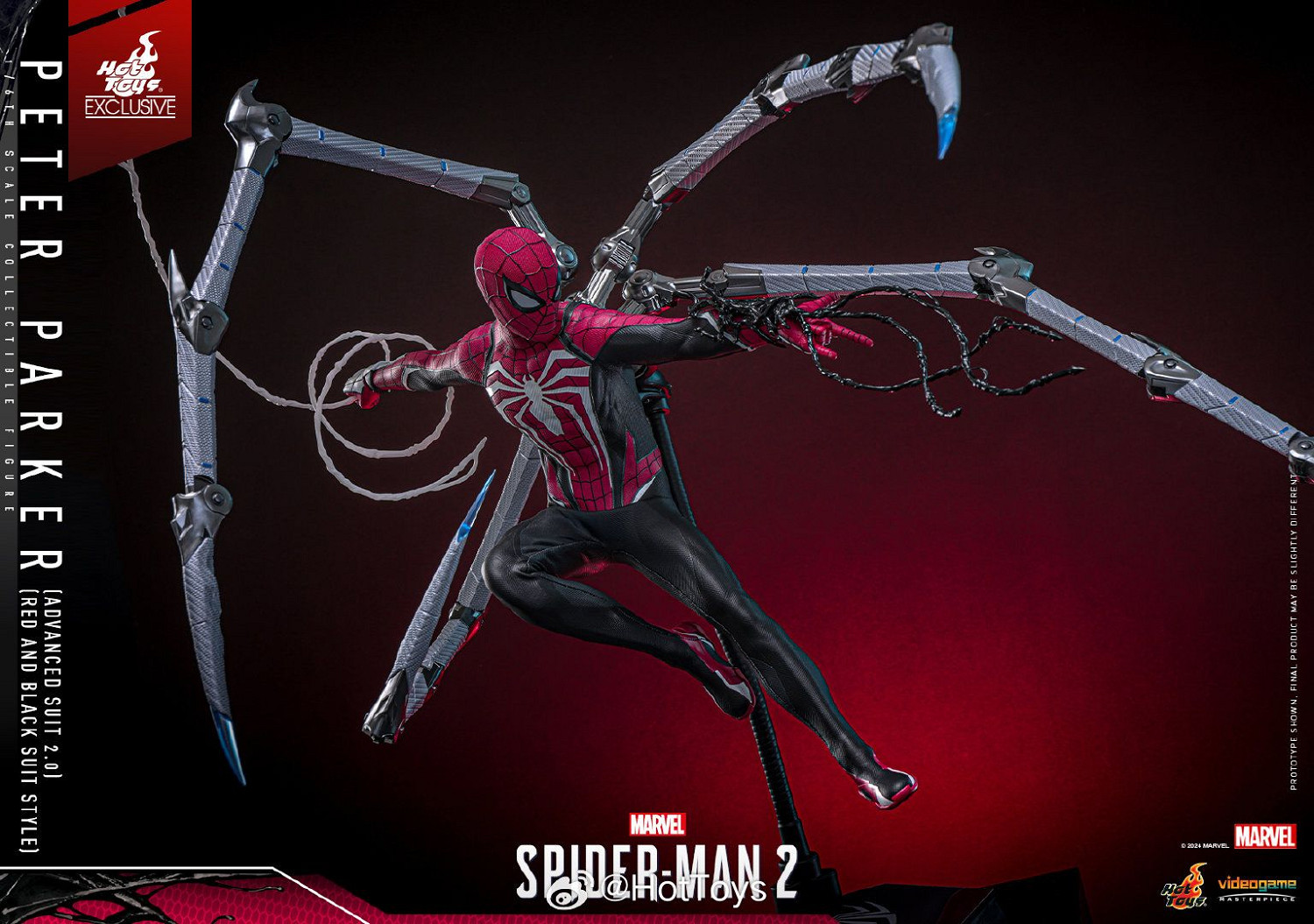 《蜘蛛人2》彼得·帕克限量版人偶 黑紅高級戰衣帥炸