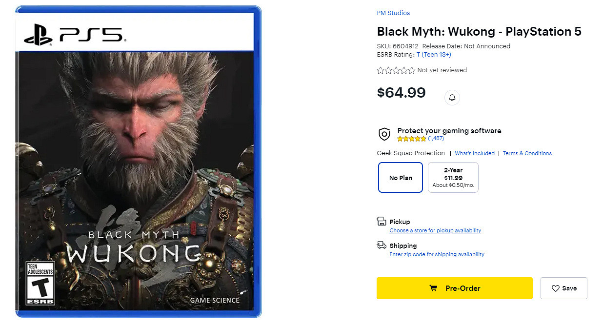 《黑神話：悟空》PS5實體盤上架海外各大電商平台！