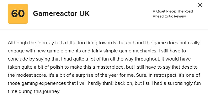 《寂靜之地:前方之路》媒體評分出爐!最高僅7分! 《寂靜之地:前方之路》媒體評分出爐!最高僅7分!