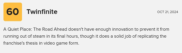 《寂靜之地:前方之路》媒體評分出爐!最高僅7分! 《寂靜之地:前方之路》媒體評分出爐!最高僅7分!
