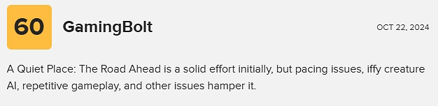 《寂靜之地:前方之路》媒體評分出爐!最高僅7分! 《寂靜之地:前方之路》媒體評分出爐!最高僅7分!