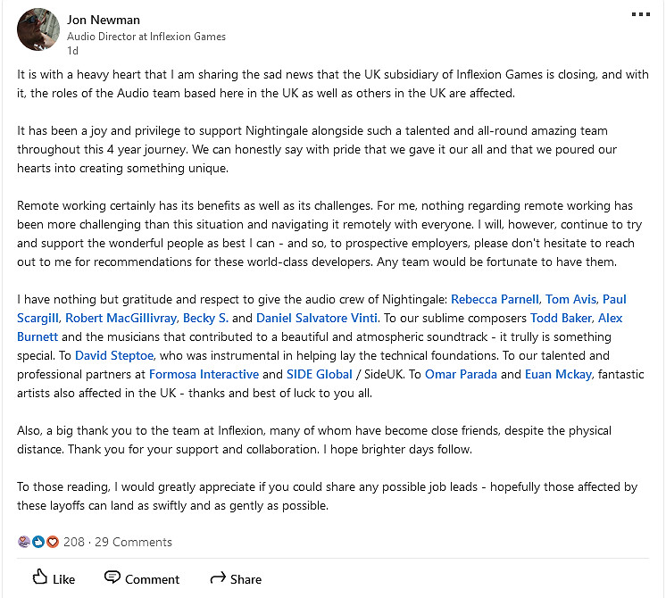 又關停一家!《夜鶯傳說》開發商英國分部將來有可能關閉! 又關停一家!《夜鶯傳說》開發商英國分部將來有可能關閉!