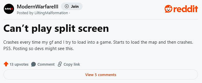 COD20新更新檔出現嚴重問題:分屏bug、遊戲檔案被刪等