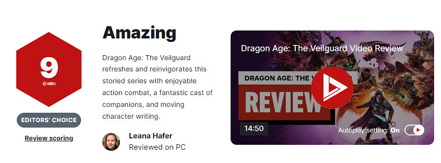 《闇龍紀元：影障守護者》IGN 9分：重振系列榮光！