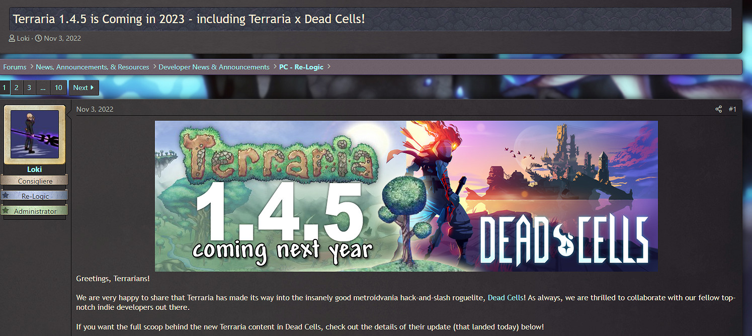 《泰拉瑞亞》1.4.5版本不止與《死亡細胞》連動 副總裁強調大概率是最後一次更新 《泰拉瑞亞》1.4.5版本不止與《死亡細胞》連動 副總裁強調大概率是最後一次更新