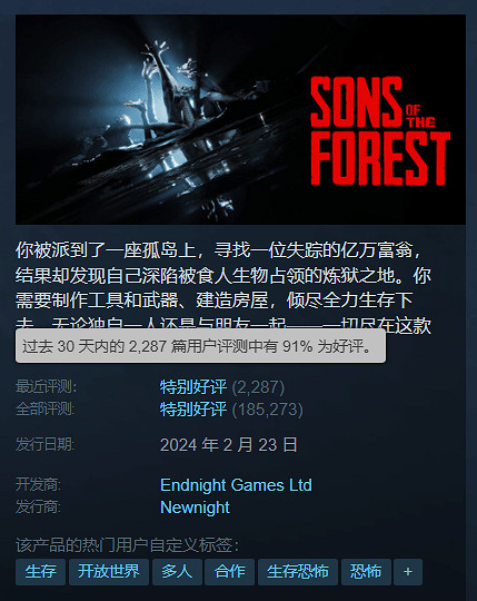 《森林之子》Steam喜迎新史低價格：這也太便宜了吧！