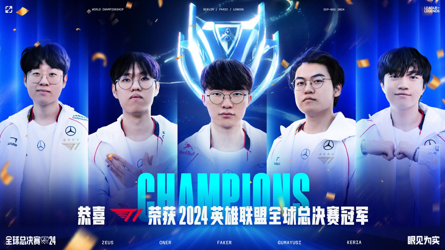 T1 3-2戰勝BLG贏得S14冠軍 Faker力奪S賽第五冠 T1 3-2戰勝BLG贏得S14冠軍 Faker力奪S賽第五冠