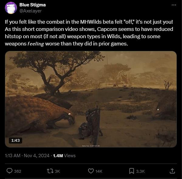 資料對比《怪獵：荒野》擊停數被降低 手感大不如前！