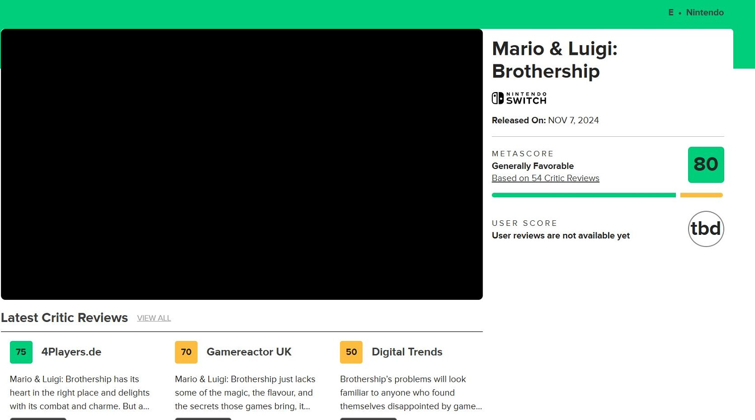 《瑪利歐＆路易吉RPG：兄弟齊航！》M站評分80分！