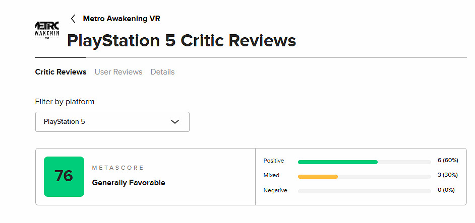 VR遊戲《地鐵覺醒》M站均分76分 場景過於“真實” VR遊戲《地鐵覺醒》M站均分76分 場景過於“真實”