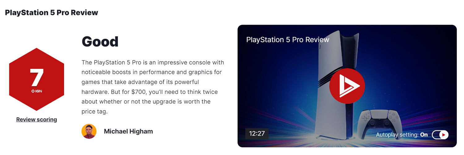 PS5 Pro主機IGN 7分:性能顯著提升 但並非必買不可 PS5 Pro主機IGN 7分:性能顯著提升 但並非必買不可