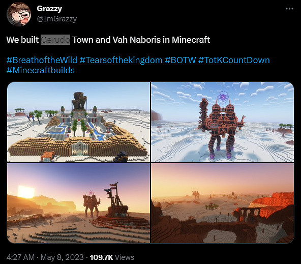 玩家計劃在《當個創世神麥塊》還原《薩爾達傳說：曠野之息》地圖