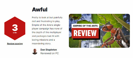 IGN最低分出現!《螞蟻帝國》3分:最爛的單人模式! IGN最低分出現!《螞蟻帝國》3分:最爛的單人模式!