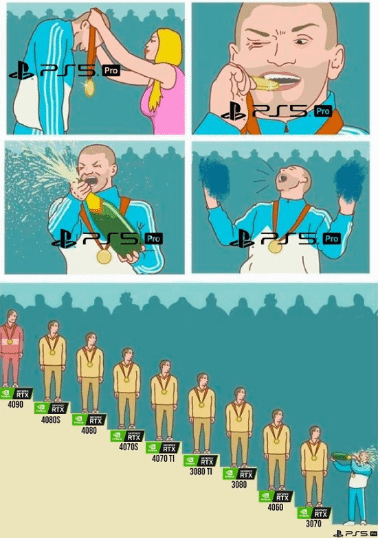 PS5 Pro性能被吐槽 網友做梗圖調侃:不如RTX3060Ti PS5 Pro性能被吐槽 網友做梗圖調侃:不如RTX3060Ti