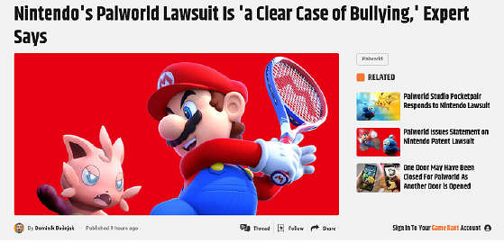 外國專家對任天堂起訴《幻獸帕魯》一事做出分析