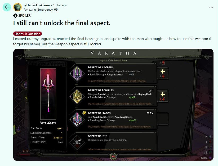 《黑帝斯2》論壇熱心網友解答該如何解鎖隱藏終局內容 《黑帝斯2》論壇熱心網友解答該如何解鎖隱藏終局內容