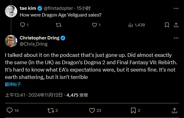 《闇龍紀元:影障守護者》英國銷量持平《龍之信條2》 《闇龍紀元:影障守護者》英國銷量持平《龍之信條2》