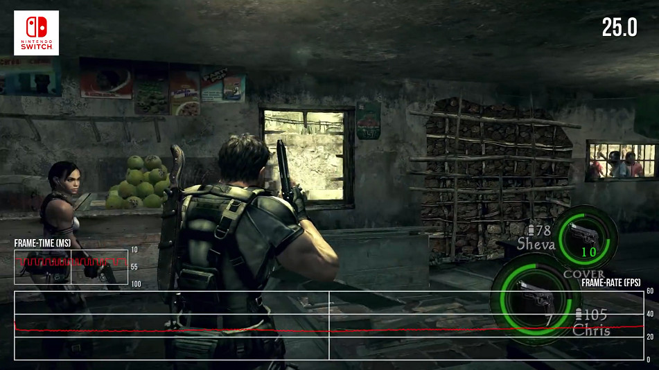 《惡靈古堡5/6》Switch版畫面測試 幀數基本維持30左右 《惡靈古堡5/6》Switch版畫面測試 幀數基本維持30左右