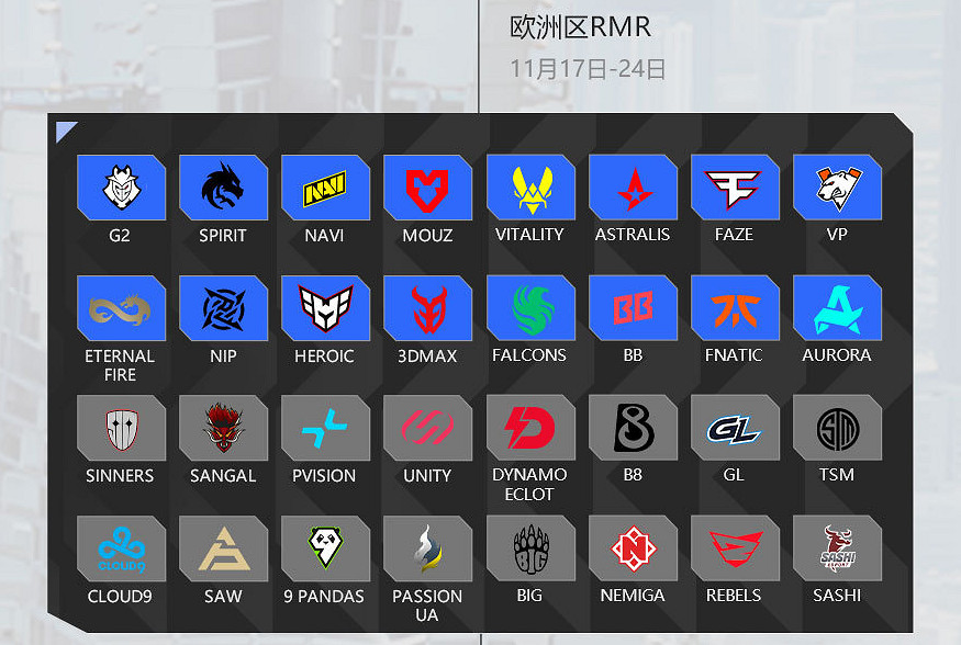 《CS2》上海MAJORrmr預選賽2024參賽戰隊一覽