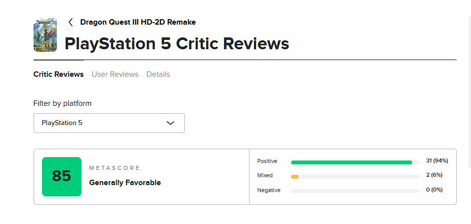 《勇者鬥惡龍3重製版》媒體評分揭曉 M站媒體均分85 《勇者鬥惡龍3重製版》媒體評分揭曉 M站媒體均分85