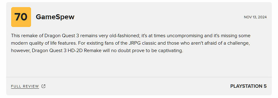 《勇者鬥惡龍3重製版》媒體評分揭曉 M站媒體均分85 《勇者鬥惡龍3重製版》媒體評分揭曉 M站媒體均分85