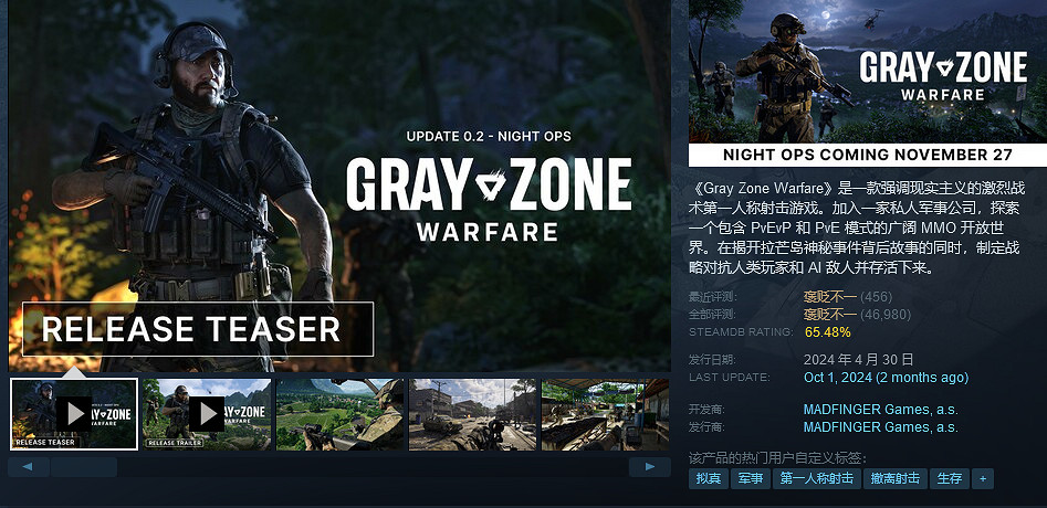 開放世界撤離FPS《灰區戰爭》夜間行動更新11月27日上線 開放世界撤離FPS《灰區戰爭》夜間行動更新11月27日上線