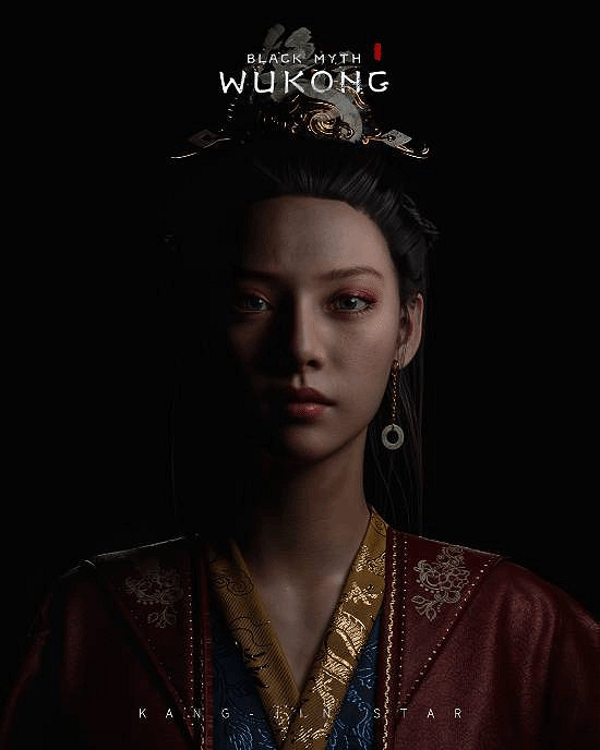 3D大神曬《黑神話》亢金星君模型:紅衣裸足 憂鬱美人