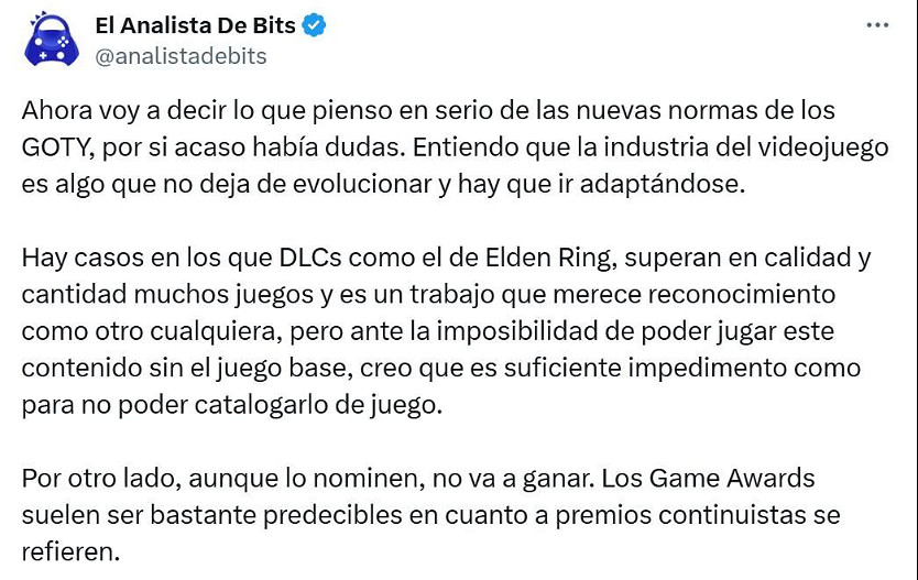遊戲博主認為《黃金樹幽影》拿不到TGA年度最佳遊戲 遊戲博主認為《黃金樹幽影》拿不到TGA年度最佳遊戲