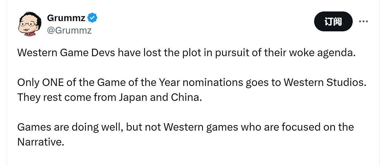 玩家熱議西方遊戲完蛋：TGA年度遊戲提名只有一個入圍