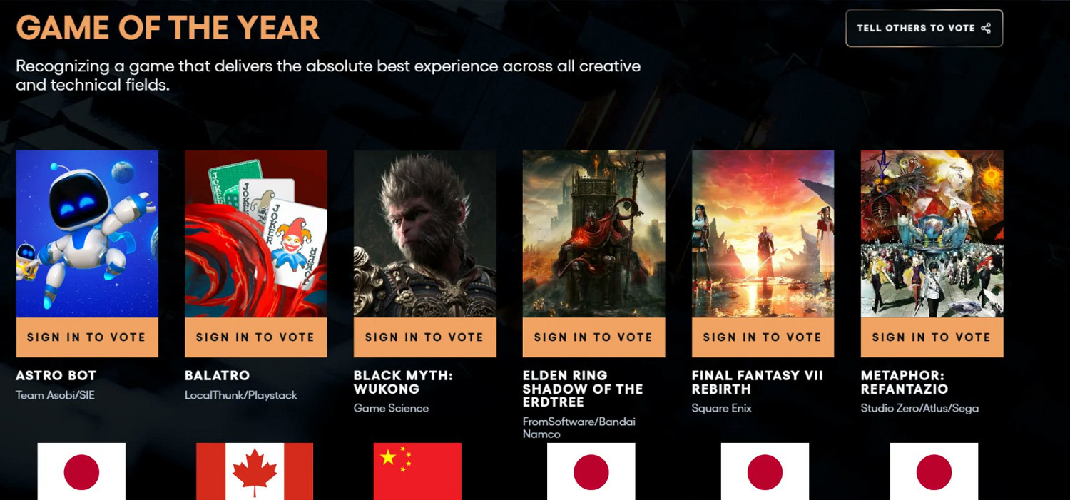 玩家熱議西方遊戲完蛋：TGA年度遊戲提名只有一個入圍