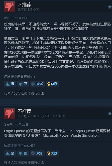 《微軟模擬飛行2024》Steam差評如潮：好評率僅14%