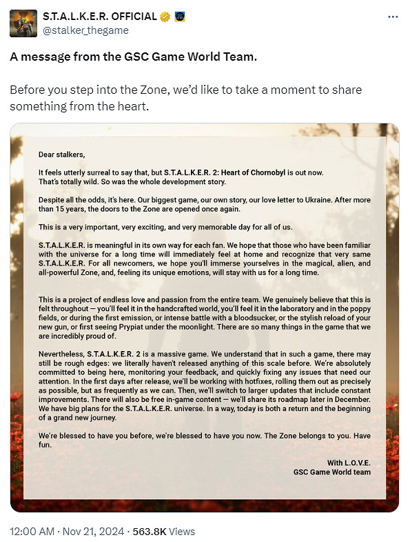 《潛行者2》開發商表示遊戲bug多 會盡快更新修復問題