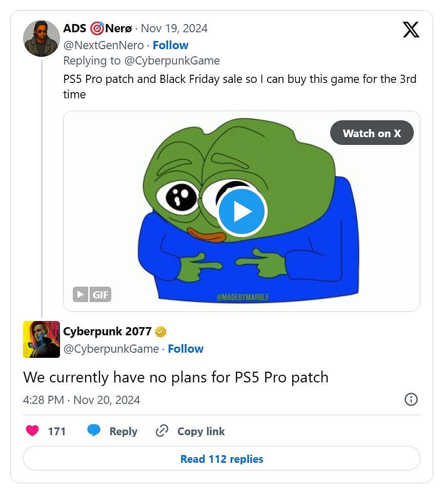 CDPR：沒有推出《電馭叛客2077》PS5 Pro更新檔計劃!