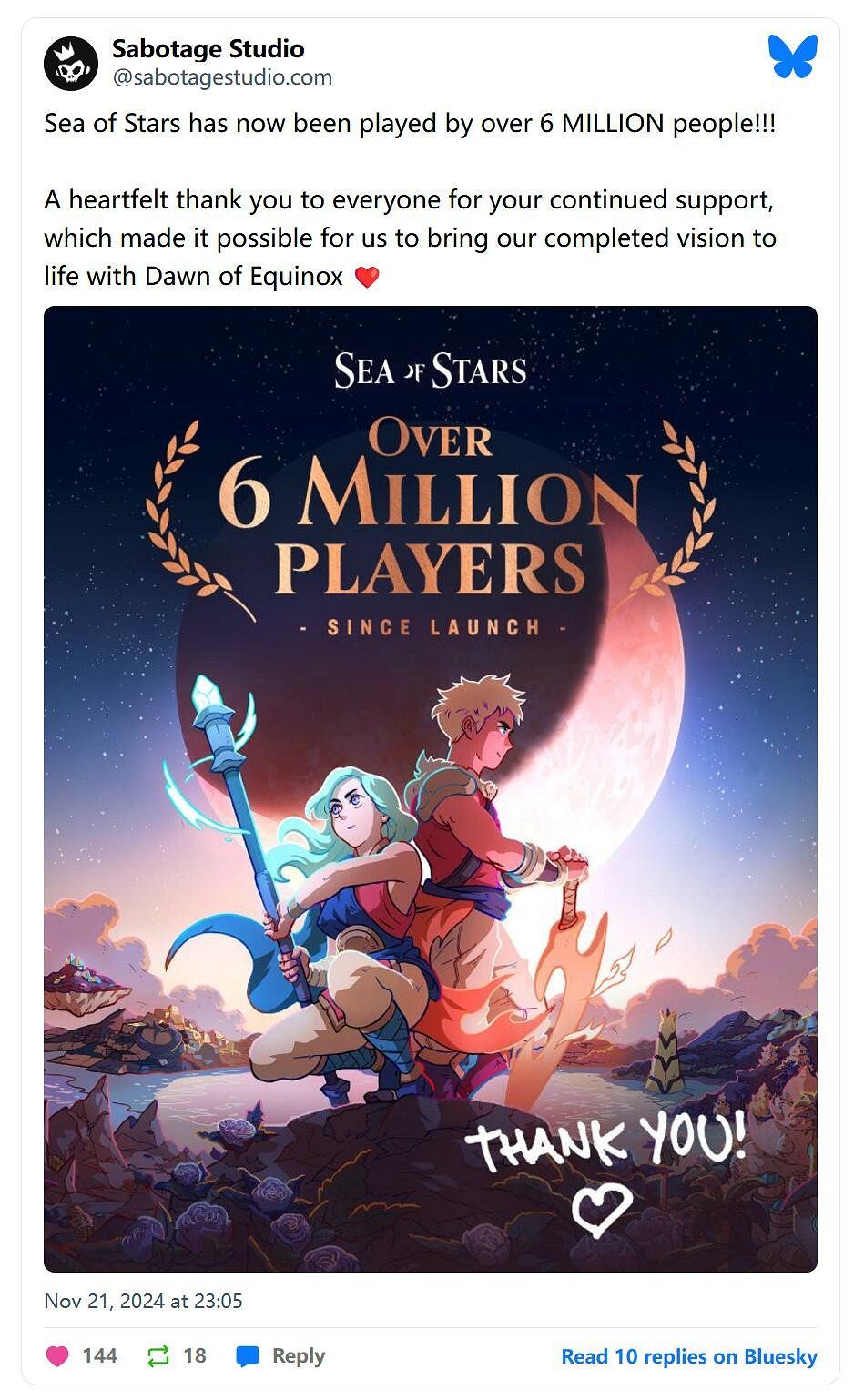 《星之海》玩家突破600萬！免費更新秋分黎明已上線！