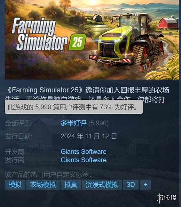《模擬農場25》評價上升 日活人數峰值超過10萬 《模擬農場25》評價上升 日活人數峰值超過10萬