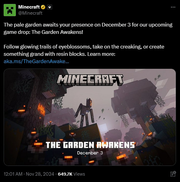 經典遊戲的魅力!《當個創世神麥塊》又將添加新的生物群落！