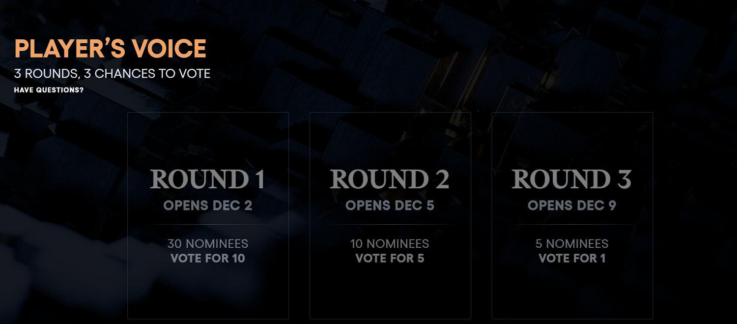 別忘了！TGA“玩家之聲”獎項第一輪投票即將開啟