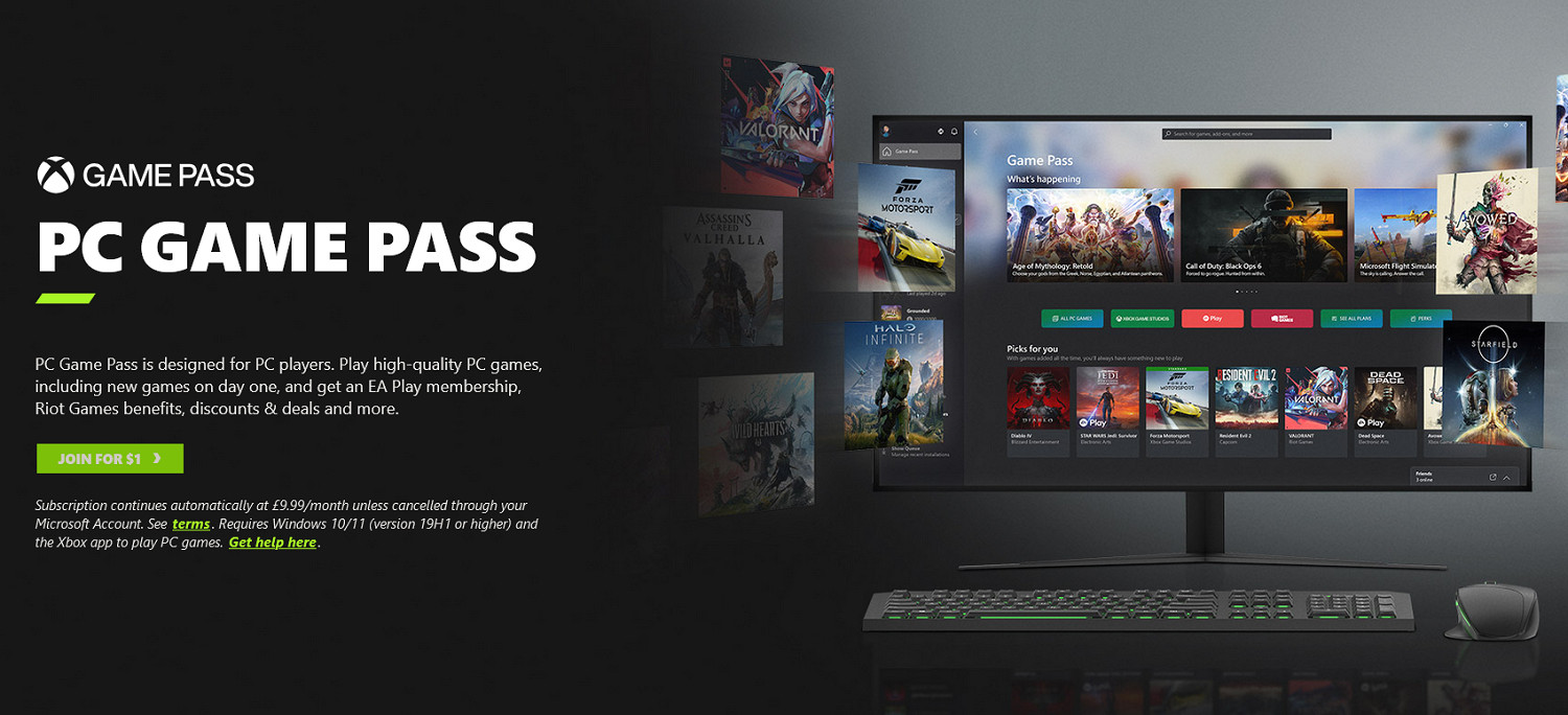 最便宜PC Game Pass優惠回歸：14天會員僅需1美元
