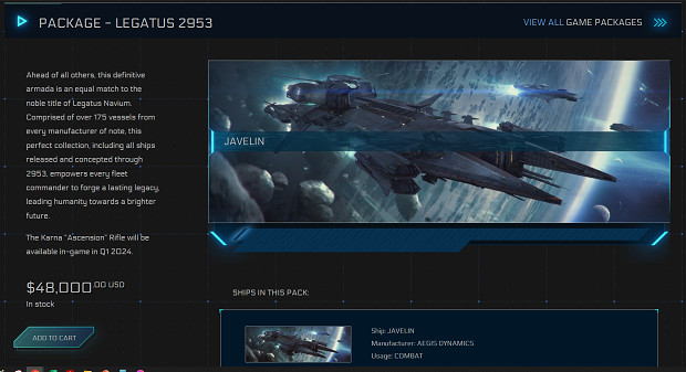 《星際公民》新2023年度船包價格出爐:高達4.8萬美元 《星際公民》新2023年度船包價格出爐:高達4.8萬美元