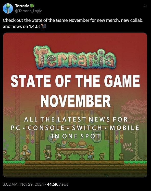 《泰拉瑞亞》將來有可能有新劇透?官方:1.4.5版明年推出! 《泰拉瑞亞》將來有可能有新劇透?官方:1.4.5版明年推出!