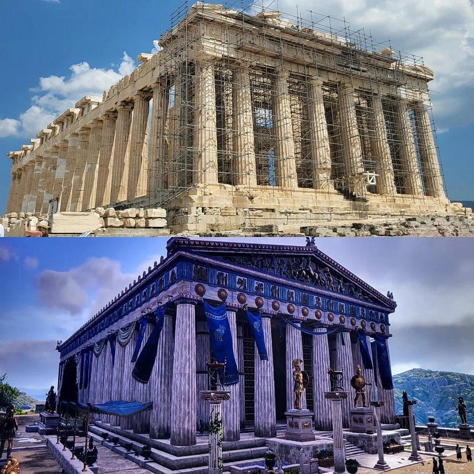 《刺客教條:奧德賽》遊戲與現實對比圖 旅遊模擬器! 《刺客教條:奧德賽》遊戲與現實對比圖 旅遊模擬器!