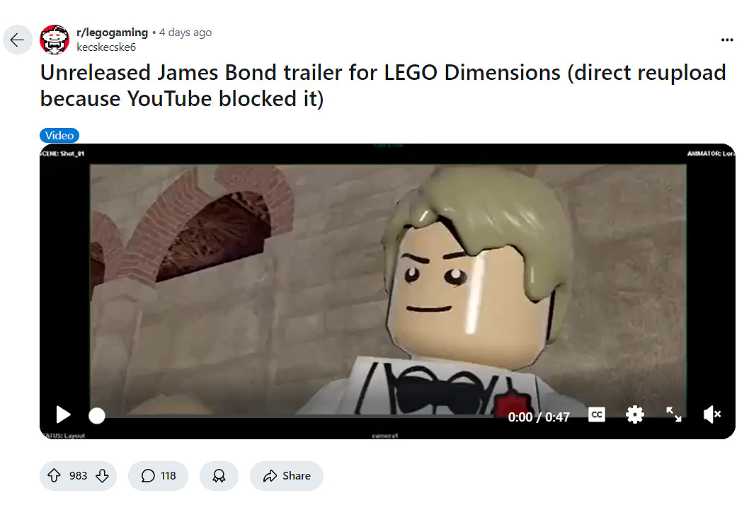 詹姆斯邦德《樂高》遊戲宣傳片泄露!遺憾項目已取消 詹姆斯邦德《樂高》遊戲宣傳片泄露!遺憾項目已取消