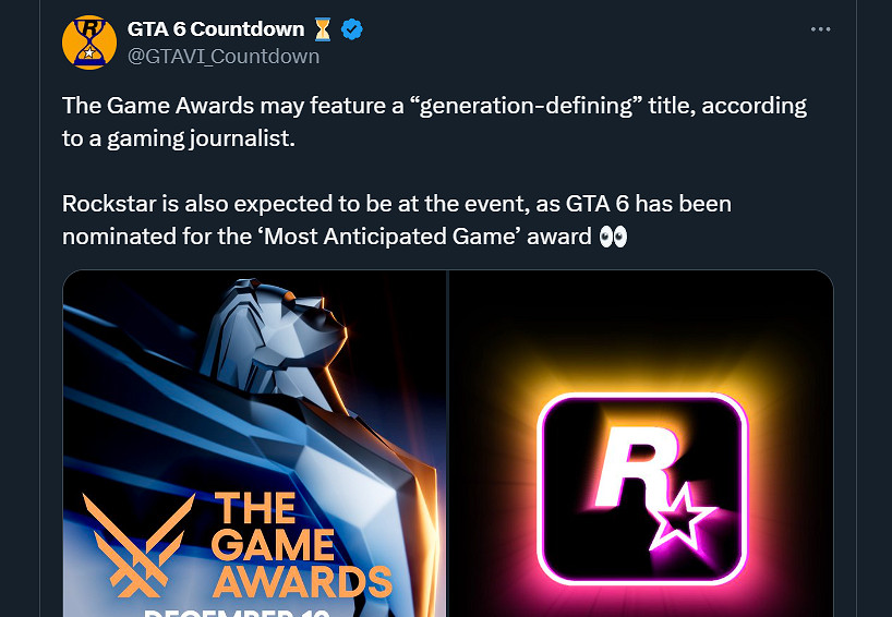 網傳TGA將有“定義世代”遊戲亮相 難道是《GTA6》？