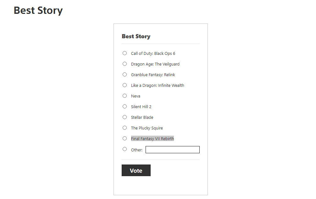 索尼PS發起年度最佳遊戲投票：《黑神話》獲兩項提名