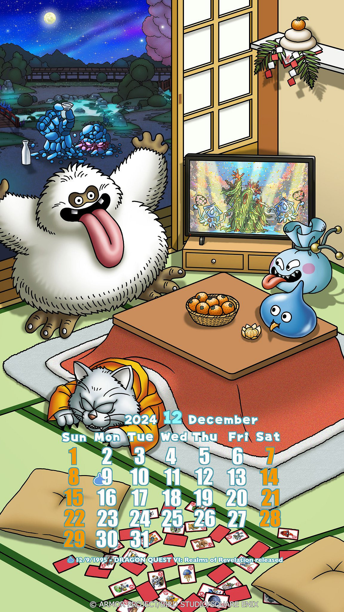 《勇者鬥惡龍》12月日曆壁紙：怪物正享受輕鬆的年尾