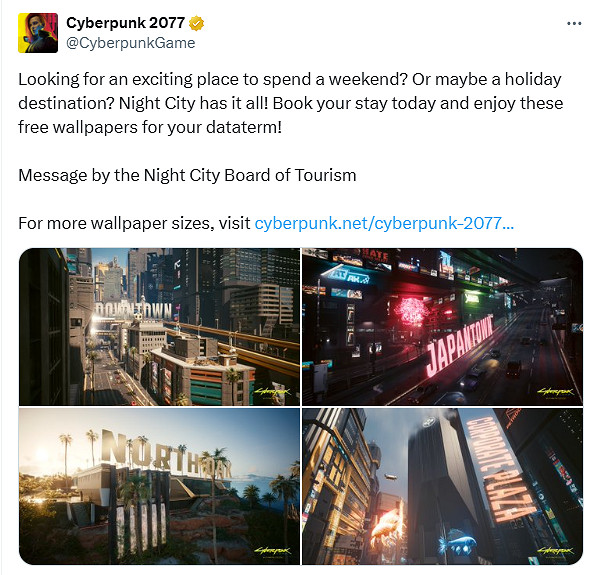 《電馭叛客2077》官方曬出精美壁紙：夜之城夢幻迷人!