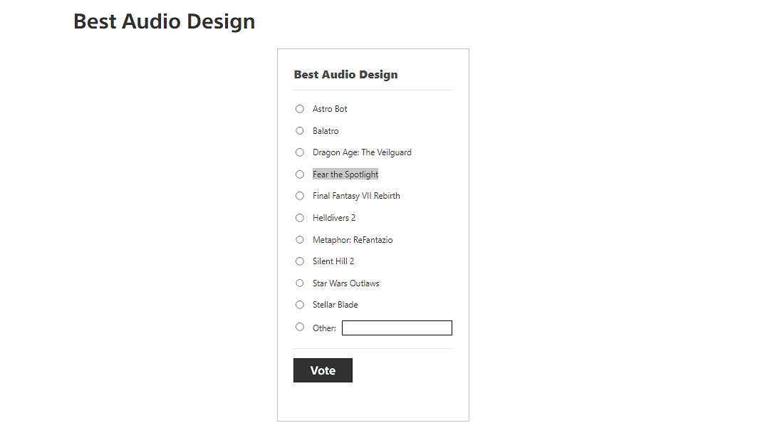 索尼PS發起年度最佳遊戲投票：《黑神話》獲兩項提名