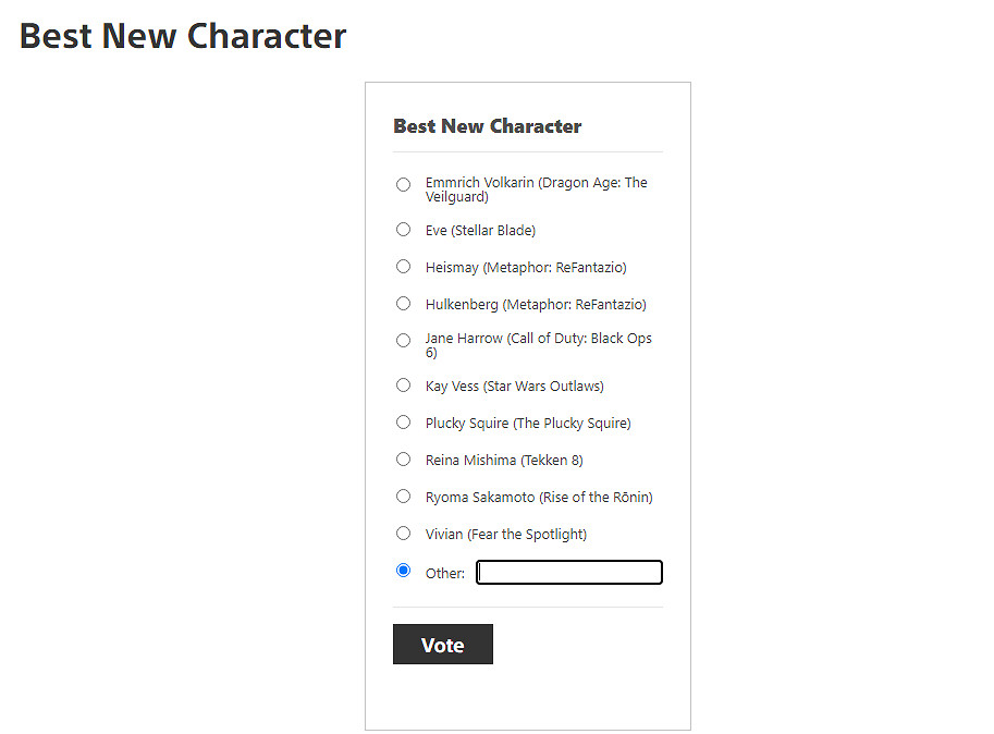 索尼PS發起年度最佳遊戲投票：《黑神話》獲兩項提名