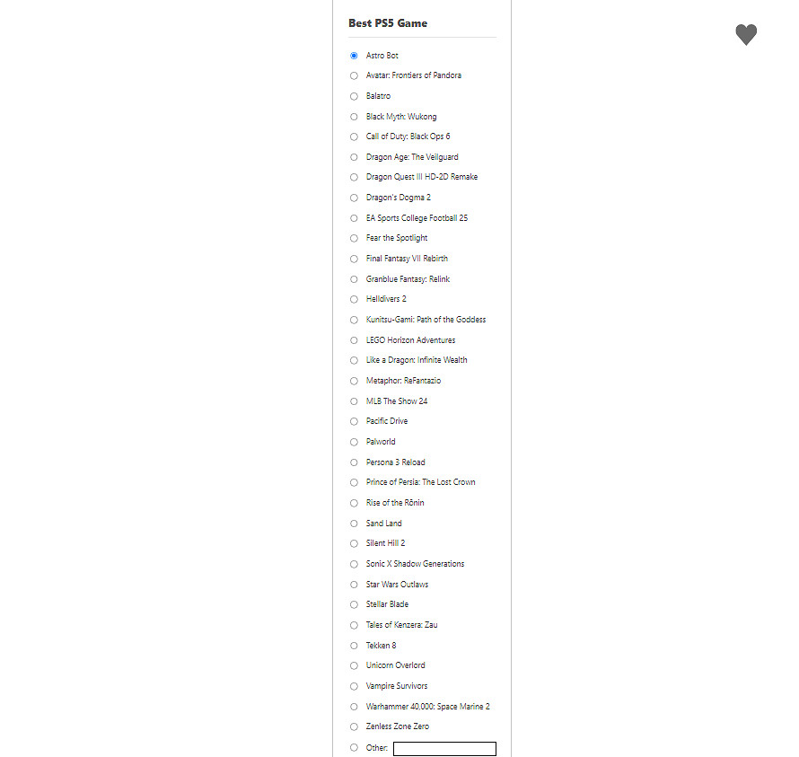 索尼PS發起年度最佳遊戲投票：《黑神話》獲兩項提名
